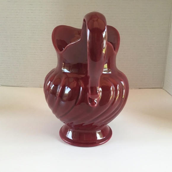 VTG 50s FRANCISCAN WARE Pitcher Jug Swirled Burgundy/Maroon Ceramic Mid Cent - Picture 5 of 10